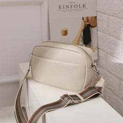 Women Solid Classic Purses Handbags Wide Fabric Strap Crossbody Bag