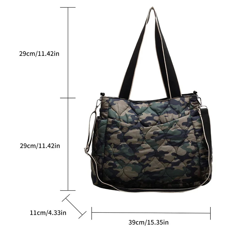 Women Solid Shoulder Bag Multi-Pocket Zipper Messenger Bag