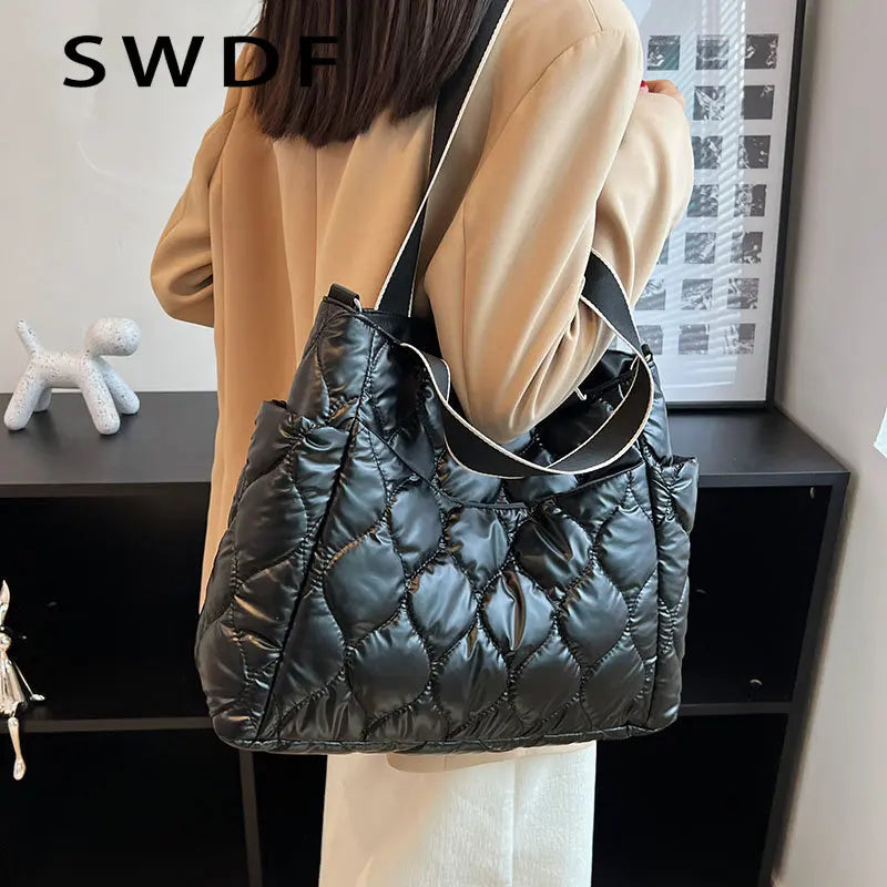 Women Solid Shoulder Bag Multi-Pocket Zipper Messenger Bag