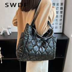 Women Solid Shoulder Bag Multi-Pocket Zipper Messenger Bag
