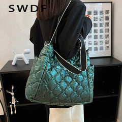 Women Solid Shoulder Bag Multi-Pocket Zipper Messenger Bag