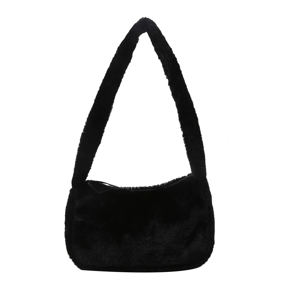 Plush Vintage Handbag Street Purses Top-handle Bag