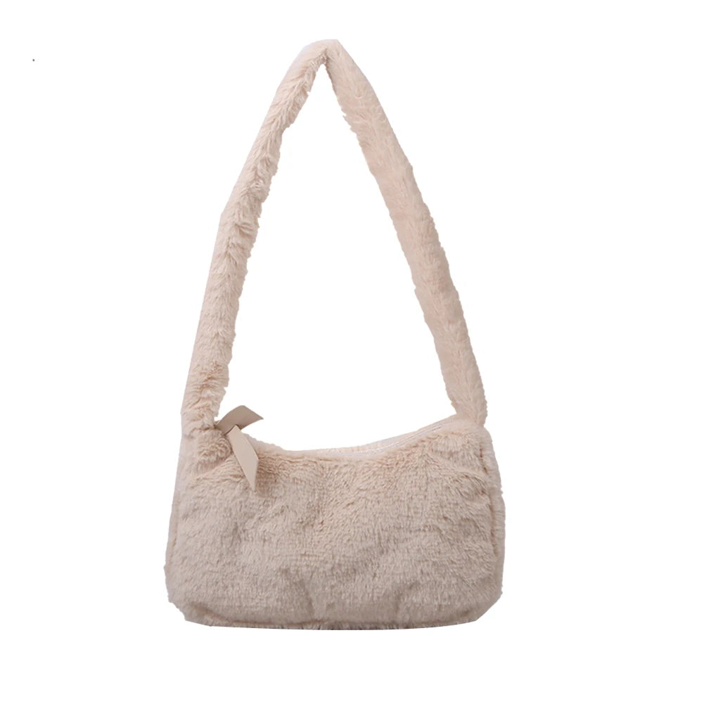 Plush Vintage Handbag Street Purses Top-handle Bag