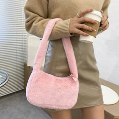 Plush Vintage Handbag Street Purses Top-handle Bag
