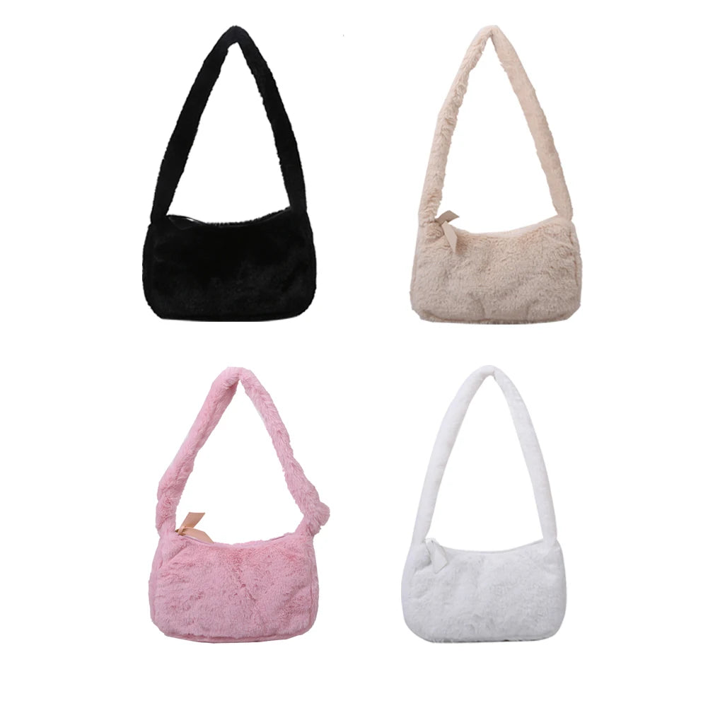 Plush Vintage Handbag Street Purses Top-handle Bag
