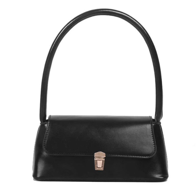 Vintage PU Leather Underarm Bag Women Small Shoulder Tote