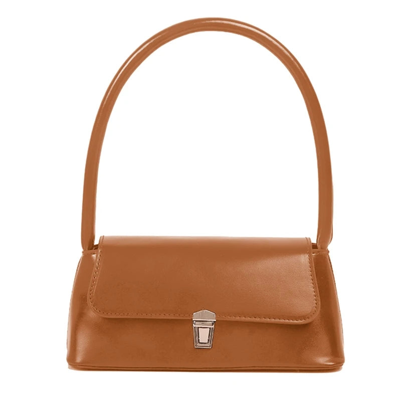 Vintage PU Leather Underarm Bag Women Small Shoulder Tote