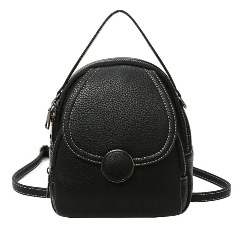 Women Mini Zipper Backpack Soft Faux Leather Handbag Satchel Bag