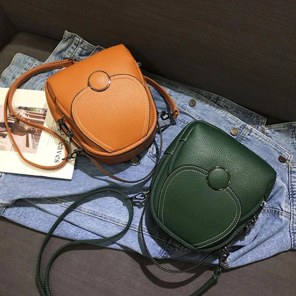 Women Mini Zipper Backpack Soft Faux Leather Handbag Satchel Bag