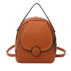 Women Solid Zipper Mini Backpack Soft Faux Leather Handbag
