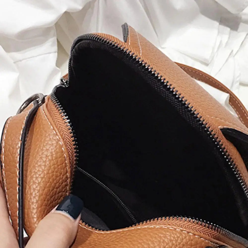 Women Solid Zipper Mini Backpack Soft Faux Leather Handbag