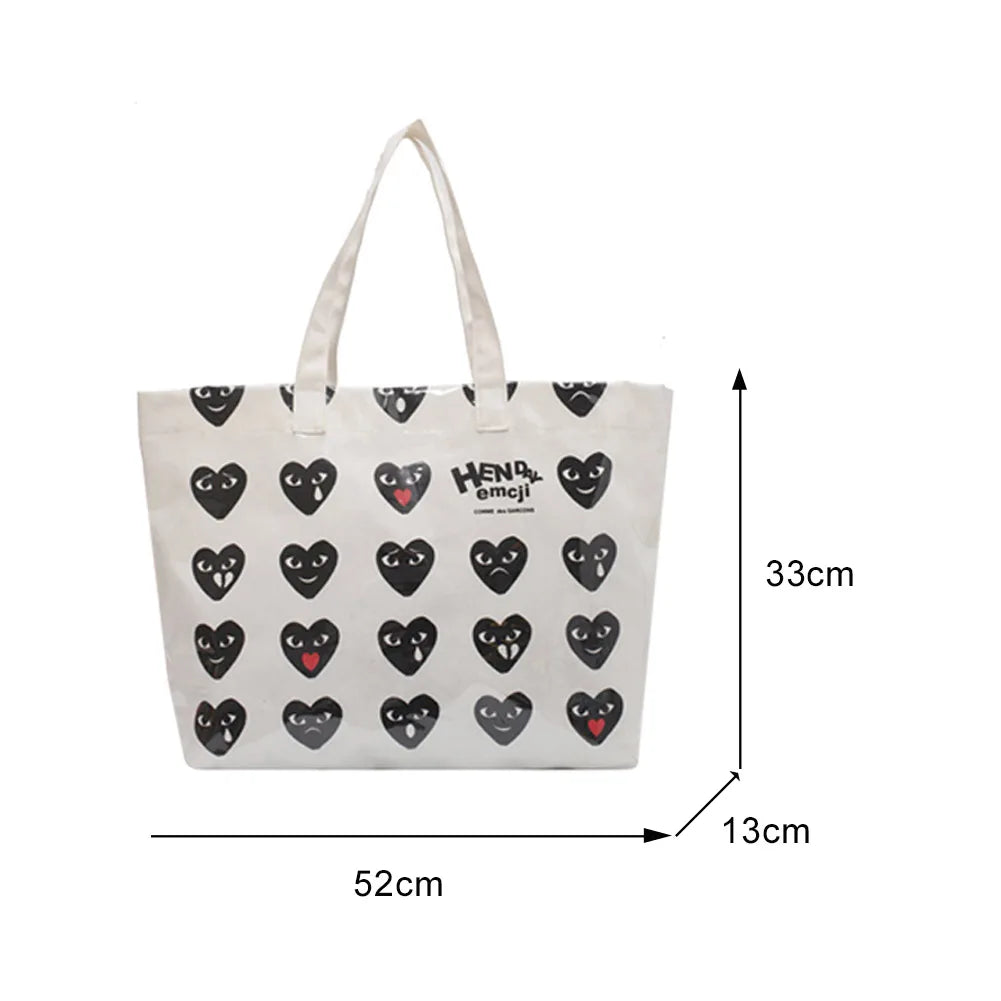 Women PVC Canvas Large Capacity Shoulder Underarm Bag Vintage Printing Handbag