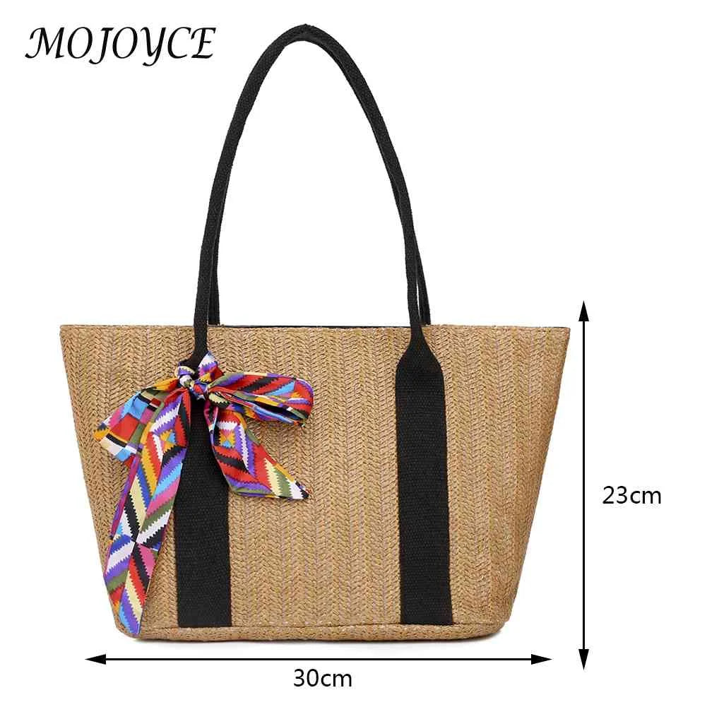 Women Straw Beach Bags Summer Pool Bag with Zipper Solid for Lady