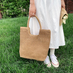Women Straw Beach Shoulder Handbag Large Capacity Lady Vacation Bag