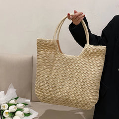 Women Straw Beach Shoulder Handbag Large Capacity Lady Vacation Bag