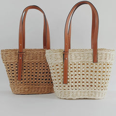 Women Straw Woven Handbag Beach Tote Seaside Summer Vacation Boho