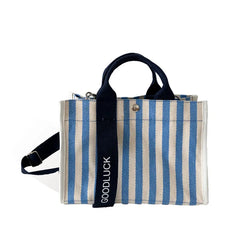 Striped Canvas Small Square Handbag Waterproof Tote Bag