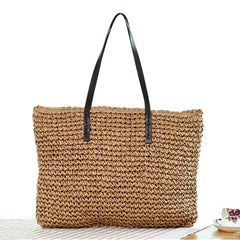 Vintage Straw Rattan Bag Large Shoulder Bags Boho Woven Handb