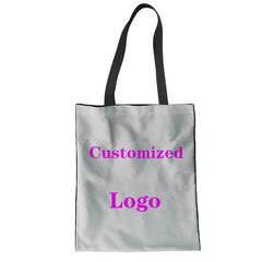 Women Supermarket Shopping Bag Cartoon Candy Ice Cream Canvas Tote Bags
