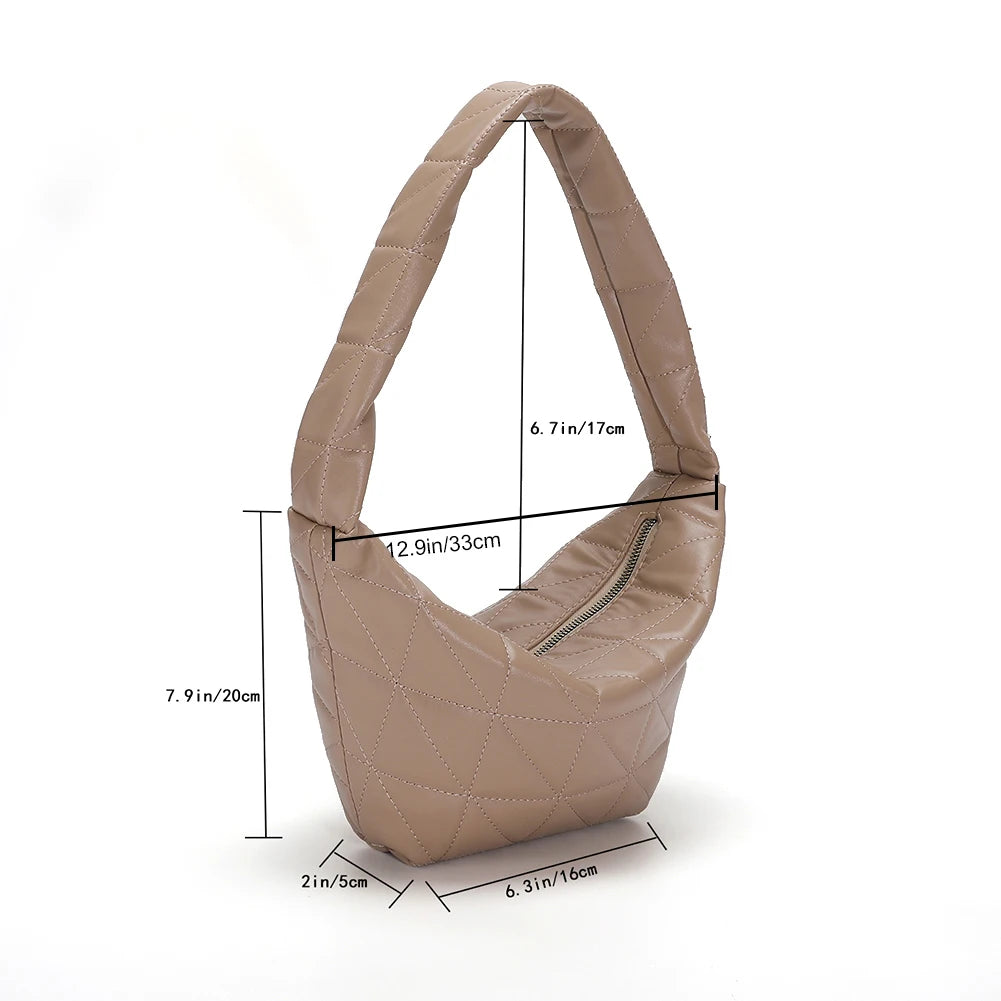 Women Top-handle Bags PU Leather Hobos Handbags Quilted Rhombus Pattern