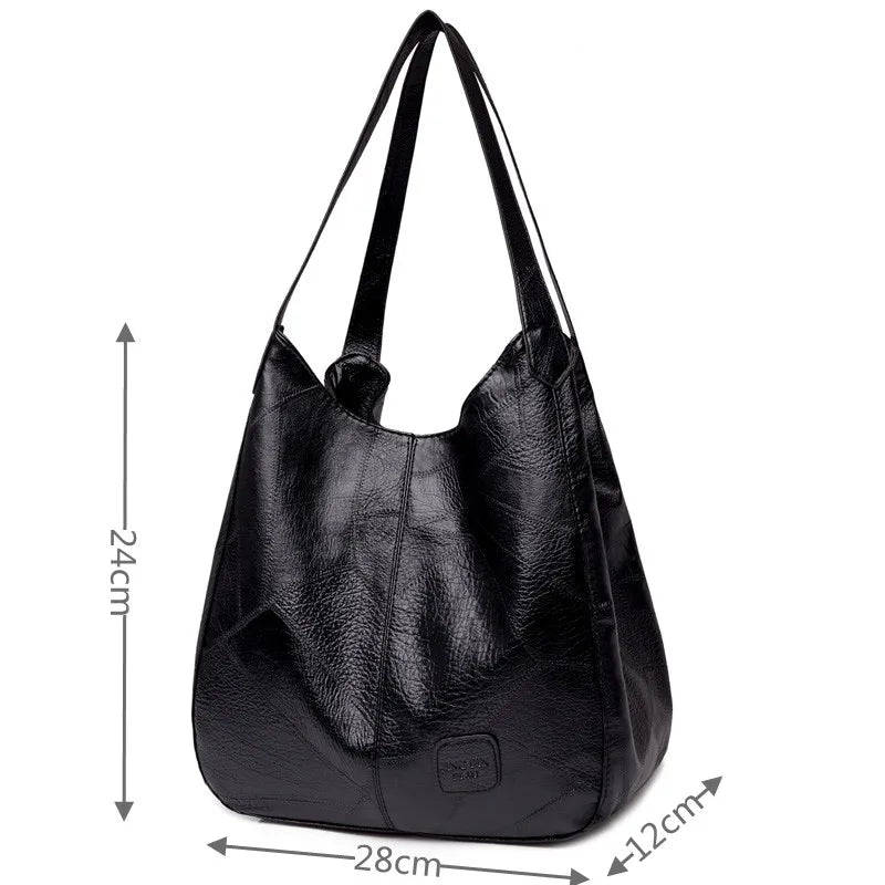 Women Top-handle Shopper Bags Soft Tote Shoulder Bag PU Leather Handbags