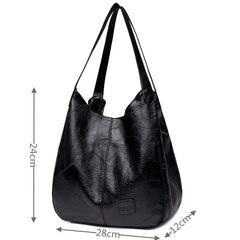 Women Top-handle Shopper Bags Soft Tote Shoulder Bag PU Leather Handbags