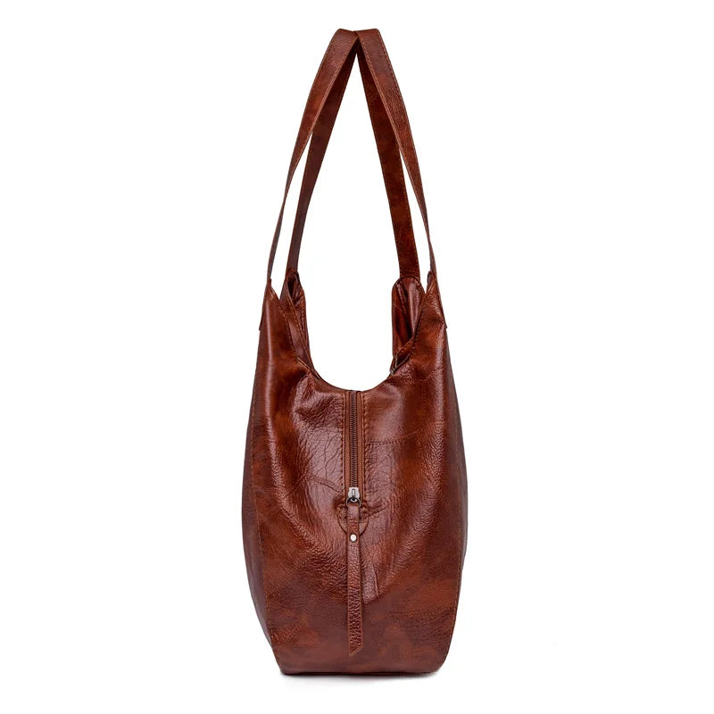 Women Top-handle Shopper Bags Soft Tote Shoulder Bag PU Leather Handbags