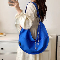 Women Tote Bag Nylon Solid Zipper Shoulder Crossbody Bag