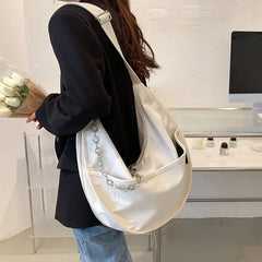 Women Tote Bag Nylon Solid Zipper Shoulder Crossbody Bag