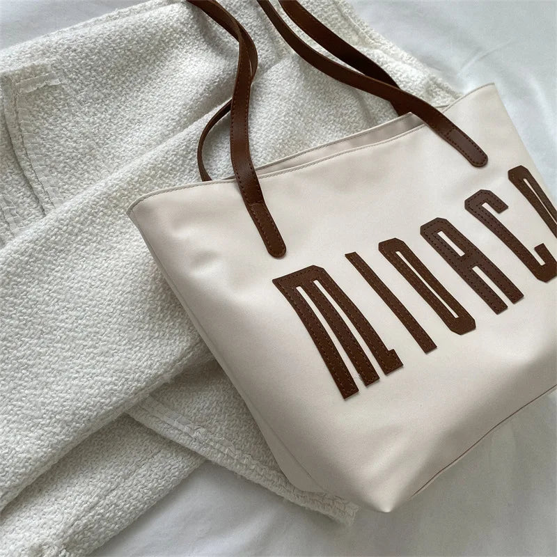 Women Tote Bags Large Capacity Travel High Shoulder Bag Letter Outdoor Shopper H