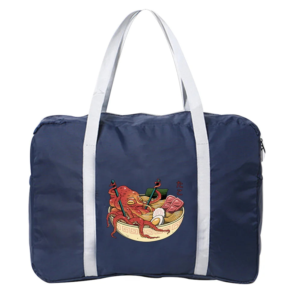 Foldable Duffle Bag Anime Cat Printed Tote Travel Bag Organizer Handbags