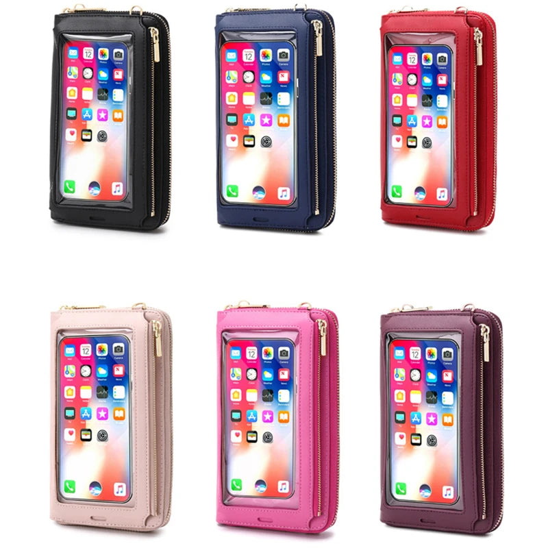 Women Touch Screen Wristlet Small Wallet Purse Crossbody Phone Bag