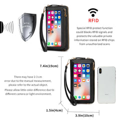 Women Touch Screen Wristlet Handbag RFID Protection Small Wallet Purse