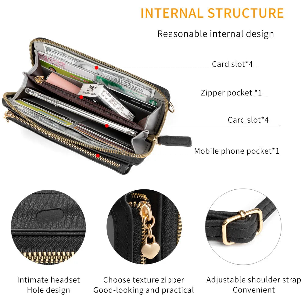 Women Touch Screen Wristlet Handbag RFID Protection Small Wallet Purse