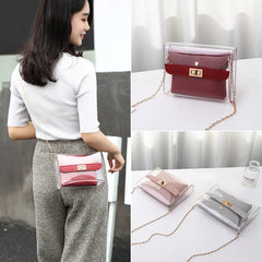 Women Transparent Shoulder Bags Chain PVC Clear Bag Satchel Bag Crossbody Bags