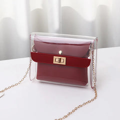 Women Transparent Shoulder Bags Chain PVC Clear Bag Satchel Bag Crossbody Bags