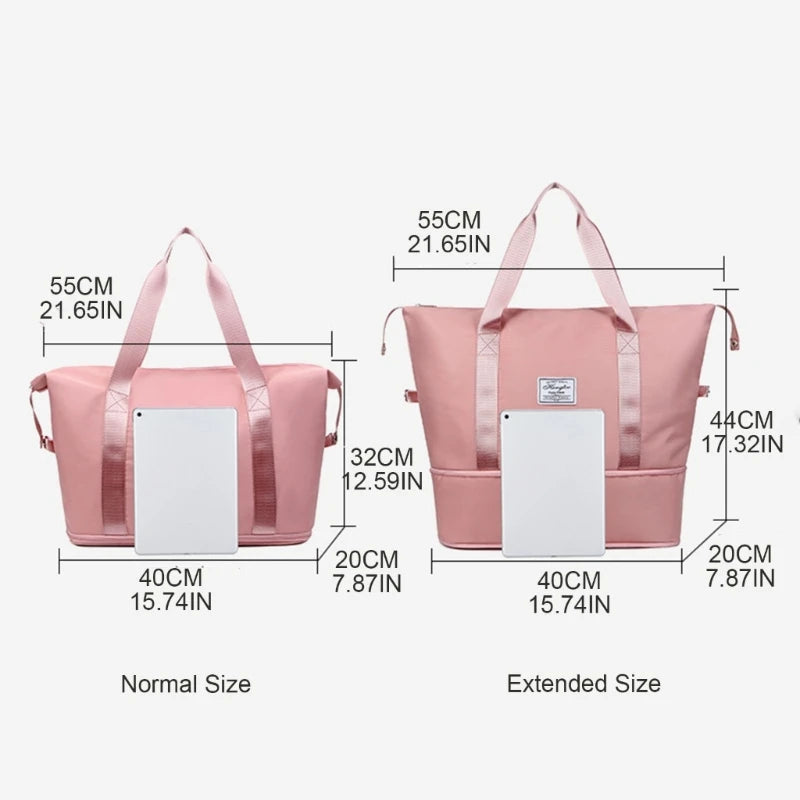 Women Travel Duffel Bag Expandable Large Capacity Lightweight Waterproof