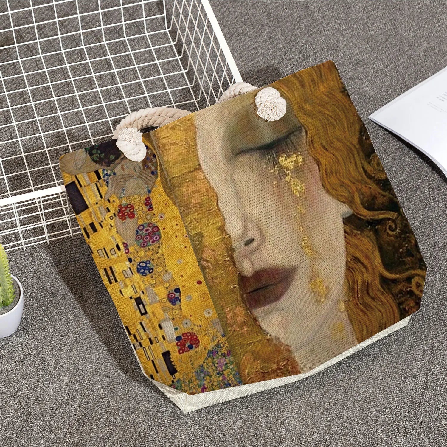 Women High Capacity Tote Pattern Shoulder Bag Abstract Oil Painting Handbag
