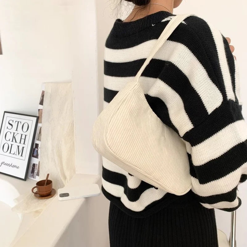 Soft Plush Shoulder Retro Corduroy Bag Autumn Winter Handbag