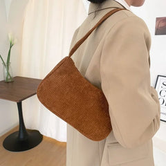 Soft Plush Shoulder Retro Corduroy Bag Autumn Winter Handbag