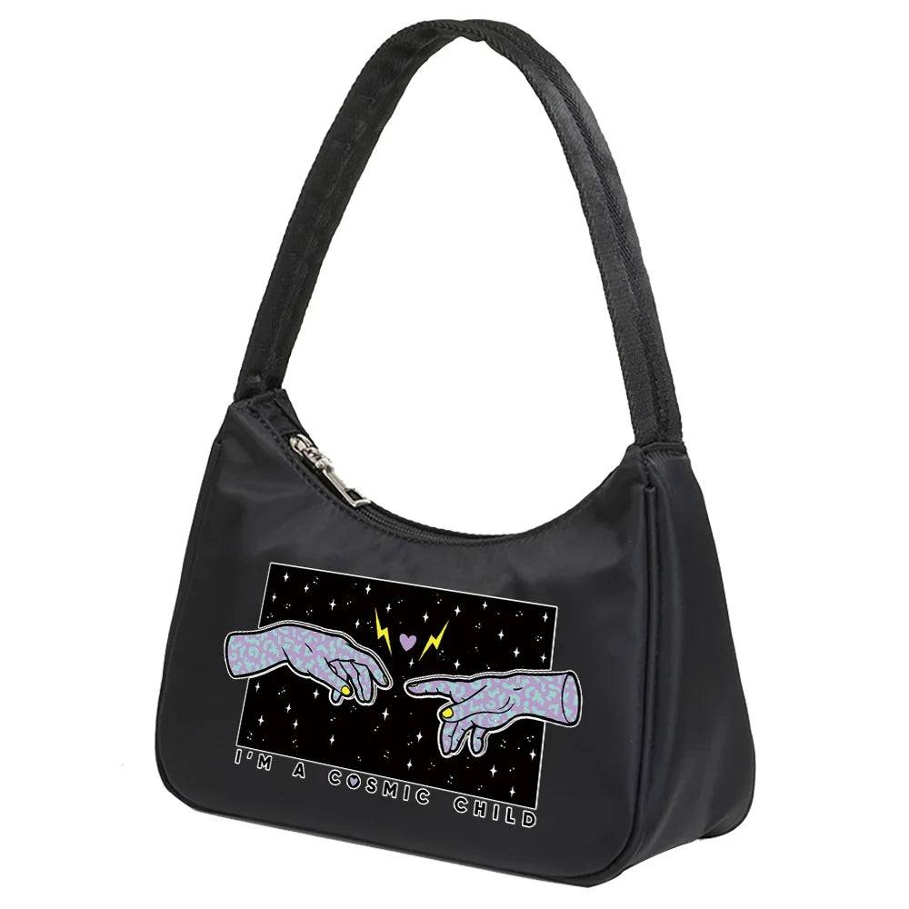 Women Finger Pattern Shoulder Bag Casual Handbag Purse Tote Sundries Bag