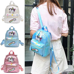 Women Unicorn Laser Backpack Cartoon Animal School Bags