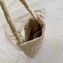 Corduroy Reusable Totes Big Capacity Shoulder Bags
