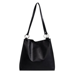 Vintage Solid Leather Shoulder Shopping Bag