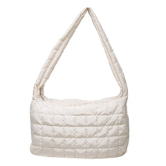Vintage Checkered Nylon Shoulder Bag Solid Tote Handbag