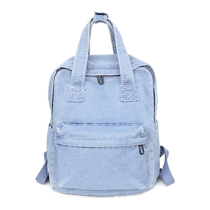 Women Vintage Denim Backpack Travel Daypack College School Handbag Shoulder Bag