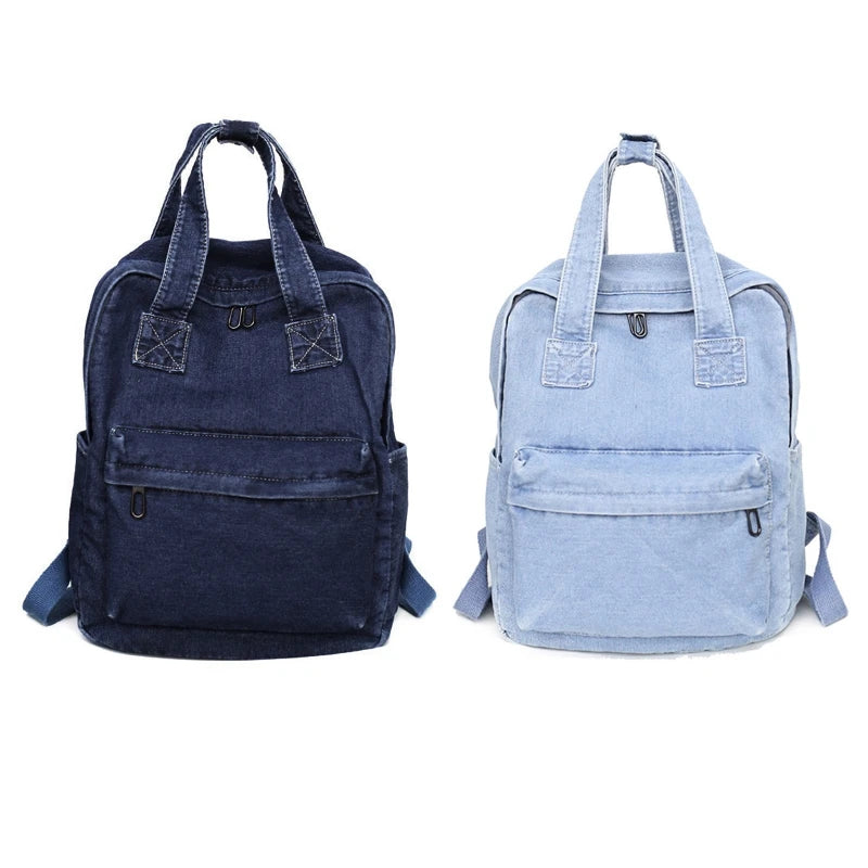 Women Vintage Denim Backpack Travel Daypack College School Handbag Shoulder Bag