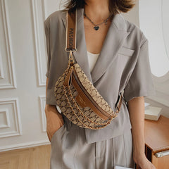 Canvas Waist Bag Printed Letter Shoulder Crossbody Chest Bag