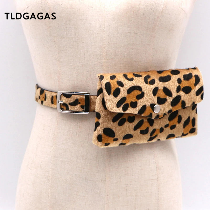 Leopard Print Female Waist Bag - Vintage Style Travel Messenger Belt