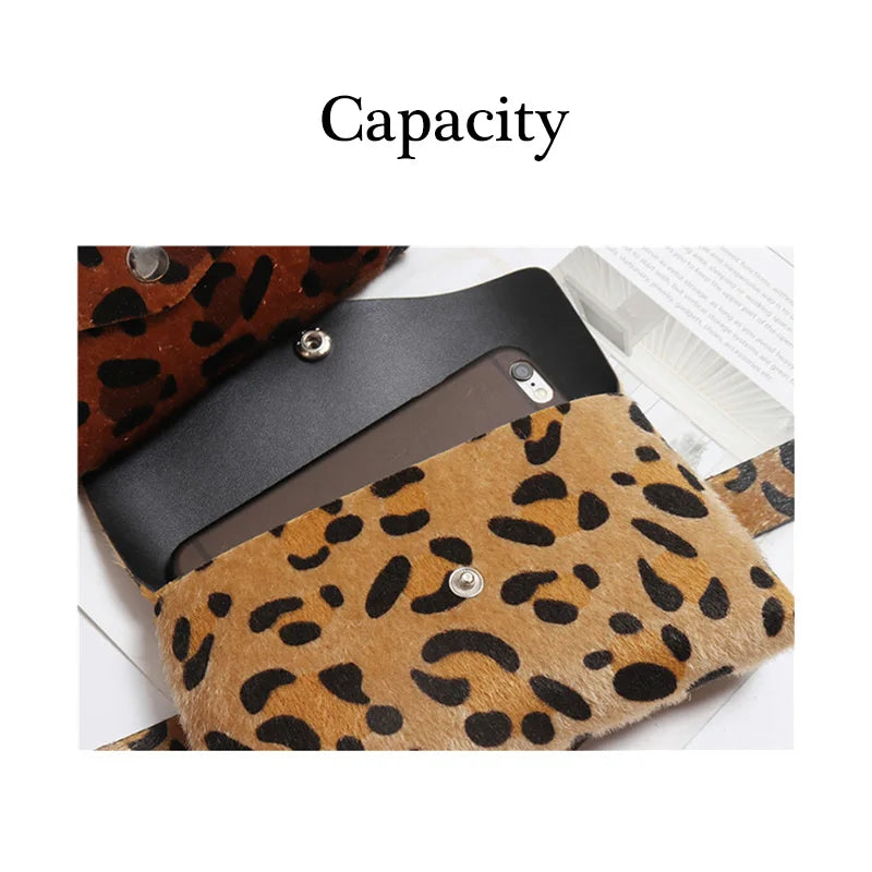 Leopard Print Female Waist Bag - Vintage Style Travel Messenger Belt